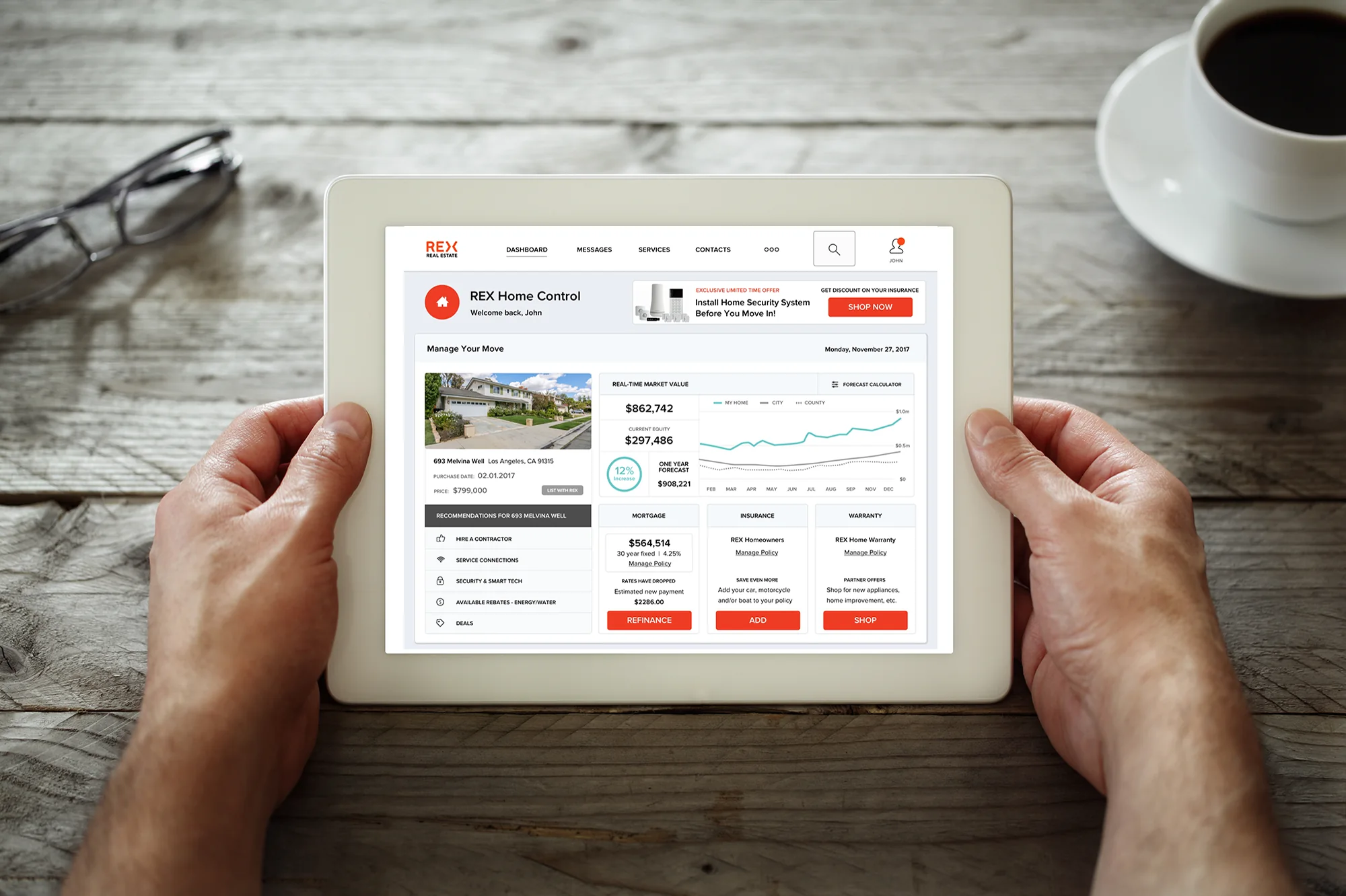 REX Home Control dashboard