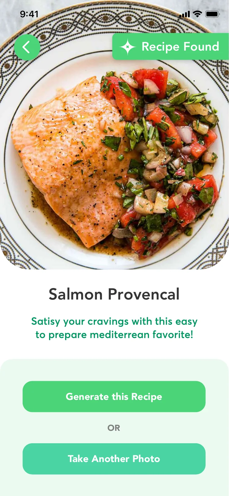What's for Dinner recognized recipe result