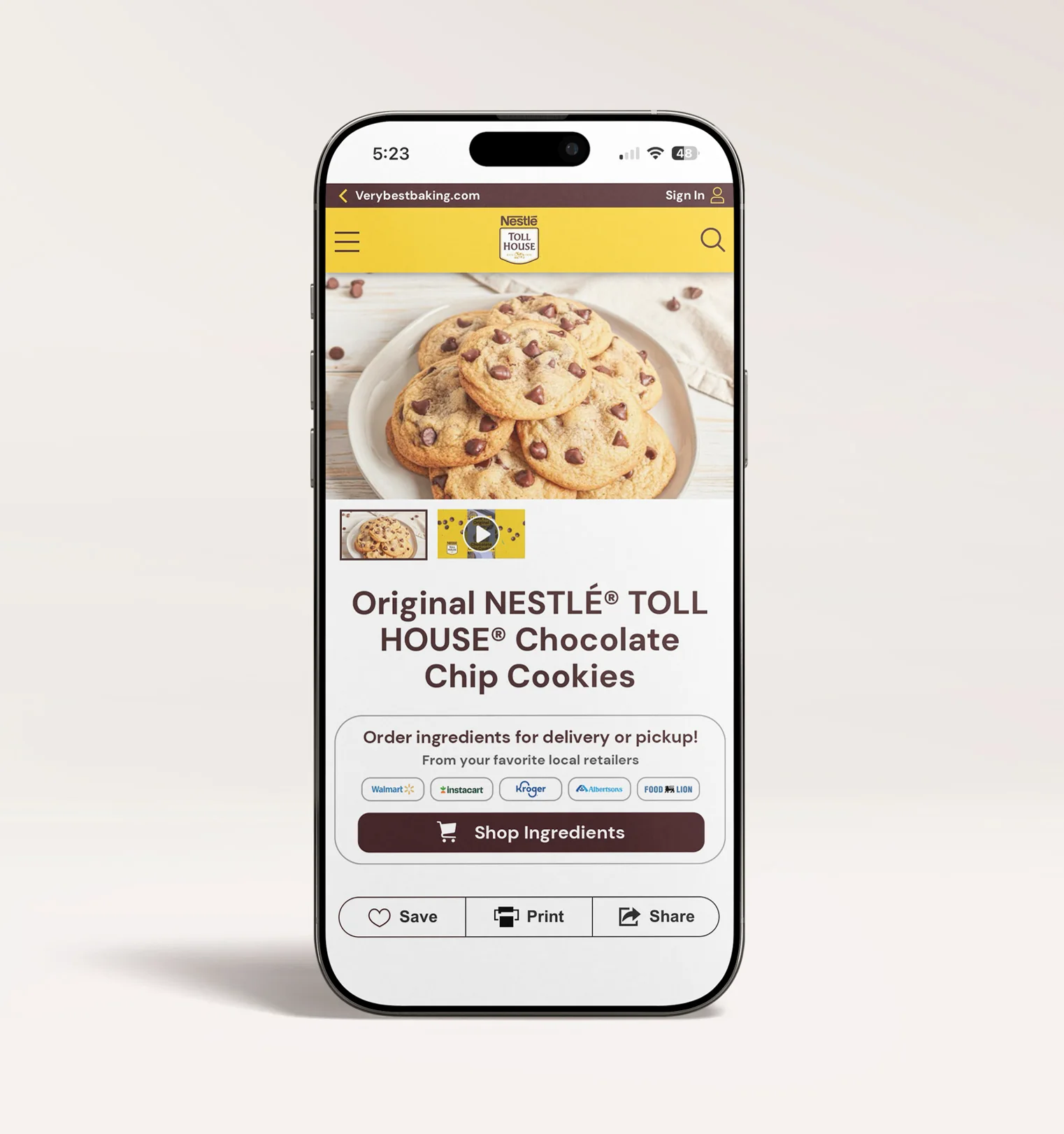 Nestlé recipe commerce mobile experience