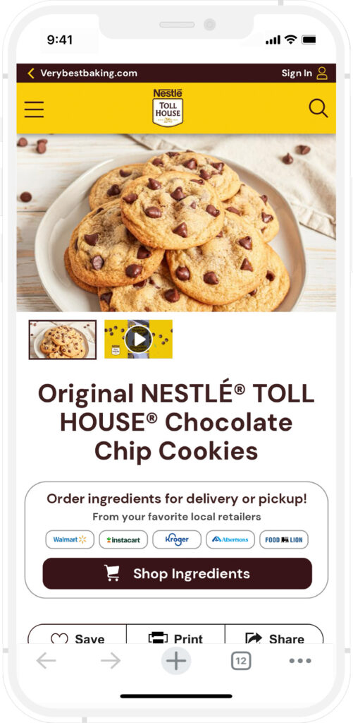 Nestlé mobile recipe experience